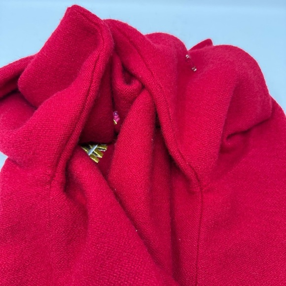 Karen Scott Red Wool Embroidered Holiday Gifts Bows Button Cardigan Sweater Med - Picture 9 of 14